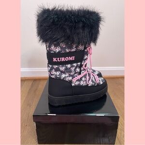 Kuromi Black and Pink puffer Winter Boots